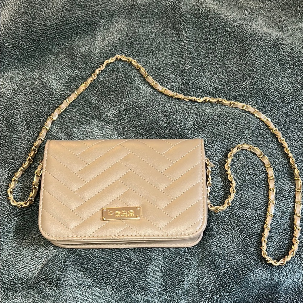 Bebe Gold Chain Quilted Crossbody Bag